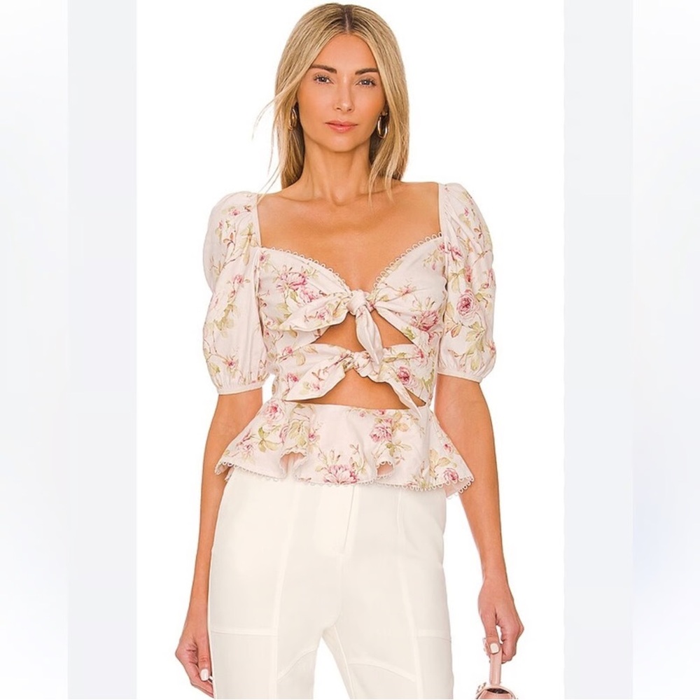 V Chapman Floral Puff Sleeve Top